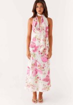 Women Sexy Printed Backless Sleeveless Dress Women Sexy Printed Backless Sleeveless Dress