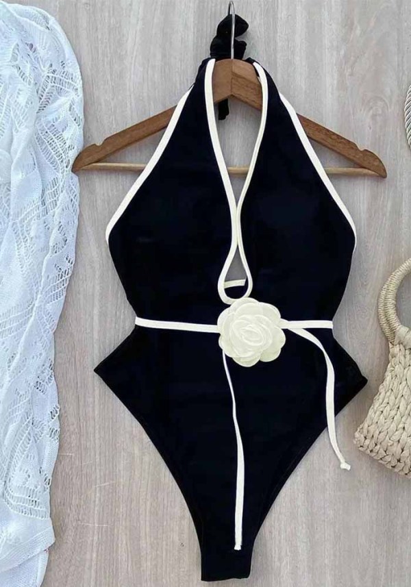 Women Sexy Flower Lace One-piece Swimwear