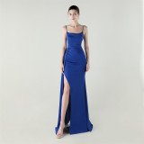 Women Strapless satin beaded fishtail evening dress