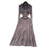 Women Knitting Autumn and Winter Contrast Embroidery Sweater Dress