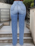 Women summer Ripped Denim nine-point pants