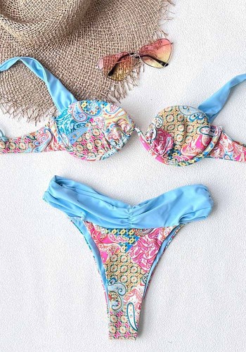 Women Printed Patchwork Sexy Bikini Two Pieces Swimwear