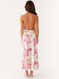 Women Sexy Printed Backless Sleeveless Dress