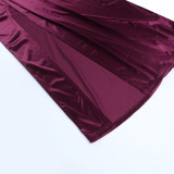 Women one-shoulder sexy slit satin dress dress