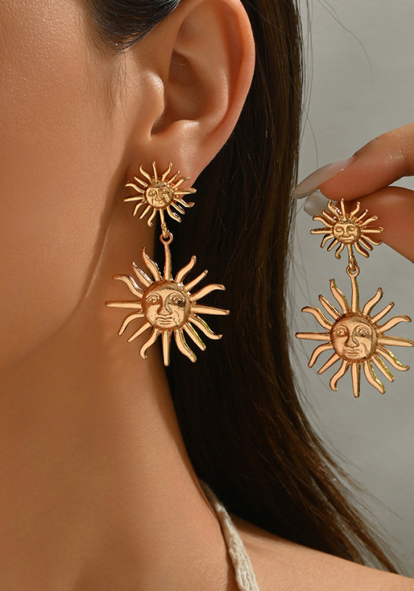 Elegant Vintage Sun Earrings for Women's Party & Events