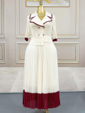 Plus-Size Women's Ruffled African Print Fake Two-Piece Color-Block Pleated Dress
