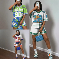 Letter Print Casual Fashion Shorts Basketball/Olive Ball Women’s Two Piece Shorts Set Letter Print Casual Fashion Shorts Basketball/Olive Ball Women’s Two Piece Shorts Set