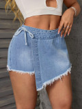 Fashionable Women's Trendy Irregular Denim Shorts