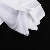 Women's Casual Cotton Turn-Down Collar 3/4 Sleeve A-Line Shirt Dress