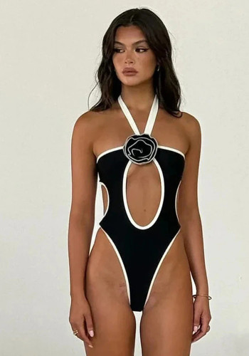 Women's Halter Neck Floral One-Piece Swimsuit