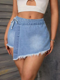 Fashionable Women's Trendy Irregular Denim Shorts