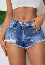 Women's Printed Denim Shorts Women's Printed Denim Shorts