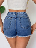 Women's Pearl-Embellished Fashion Denim Shorts
