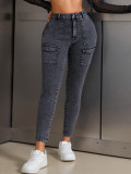 Women's High-Waist Butt-Lift Tight-Fitting Denim Pants