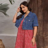 Plus-Size Women's Spring/Summer Outdoor Denim Cropped Jacket