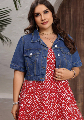 Plus-Size Women's Spring/Summer Outdoor Denim Cropped Jacket