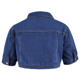 Plus-Size Women's Spring/Summer Outdoor Denim Cropped Jacket