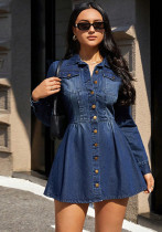 Slim Waist Long-Sleeve Denim Dress Slim Waist Long-Sleeve Denim Dress