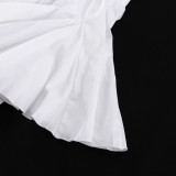 Women's Casual Cotton Turn-Down Collar 3/4 Sleeve A-Line Shirt Dress