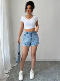 Trendy Women's High-Waist Loose Denim Shorts