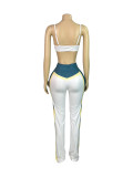 Fashionable Women's Printed Patchwork Long-Sleeve Three-Piece Pants Set