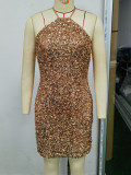 Sexy Low Back Sequin Women's Party Dress