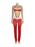Fashionable Women's Printed Patchwork Long-Sleeve Three-Piece Pants Set