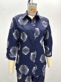 Plus Size African Women Printed Shirt and trousers two-piece set