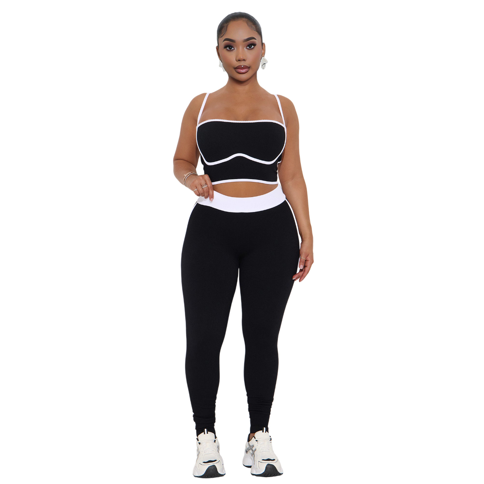 Women Sports Suspender Top and Pants Two-Piece Set
