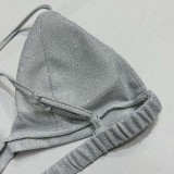 Women shiny blazer jacket underwear straight pants three-piece