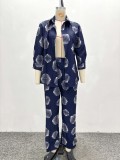 Plus Size African Women Printed Shirt and trousers two-piece set