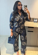 Plus Size African Women Printed Shirt and trousers two-piece set Plus Size African Women Printed Shirt and trousers two-piece set