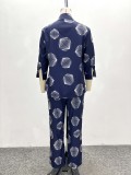 Plus Size African Women Printed Shirt and trousers two-piece set