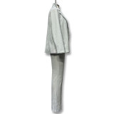 Women shiny blazer jacket underwear straight pants three-piece