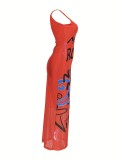 Women Summer Holidays Casual Square Neck Mesh Maxi Dress