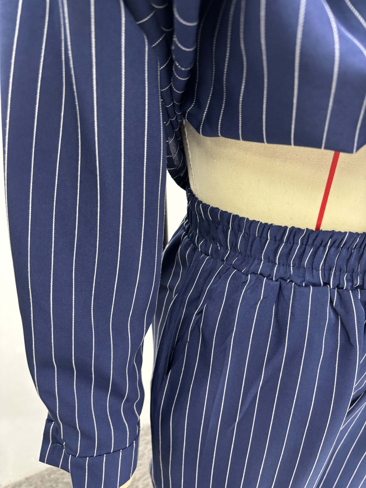 Women French Stripe Casual Long Sleeve Shirt Pants Two-piece Set