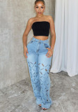 Women Spring Summer Sexy Ripped Washed Denim Pants