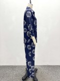 Plus Size African Women Printed Shirt and trousers two-piece set