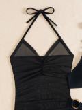 Women Cover-up Black Bikini Swimsuit Set
