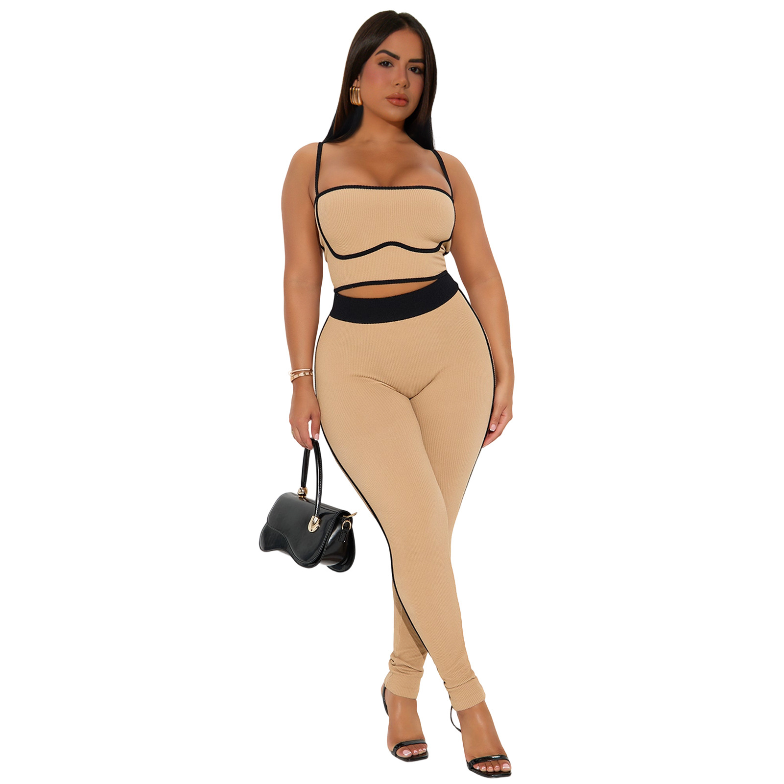 Women Sports Suspender Top and Pants Two-Piece Set