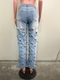 Women Spring Summer Sexy Ripped Washed Denim Pants