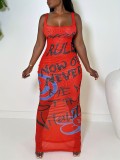 Women Summer Holidays Casual Square Neck Mesh Maxi Dress