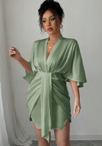 Spring/Summer Luxury Deep V Slim Waist Wide-Sleeve Bodycon Dress Spring/Summer Luxury Deep V Slim Waist Wide-Sleeve Bodycon Dress