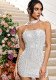Women's Fashion Solid Color Sexy Lace Cut-Out Evening Gown Bodycon Formal Party Dress