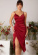 Women's Slit Satin Dress Summer Strap High-Slit Dress