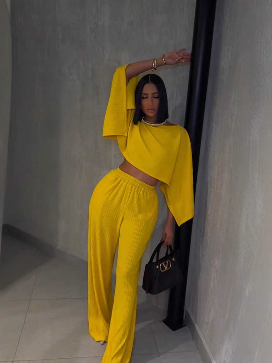 Fashion Women's Autumn/Winter Casual Long-Sleeve Wide-Leg Pants Set