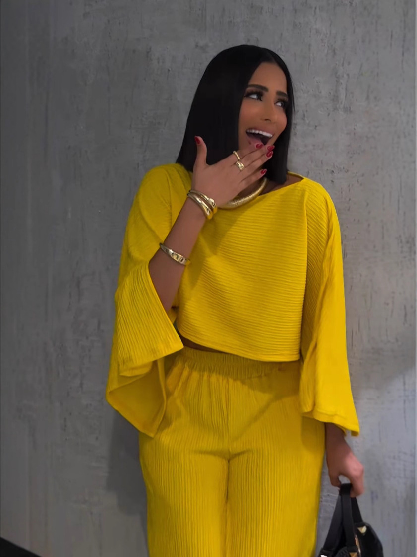 Fashion Women's Autumn/Winter Casual Long-Sleeve Wide-Leg Pants Set