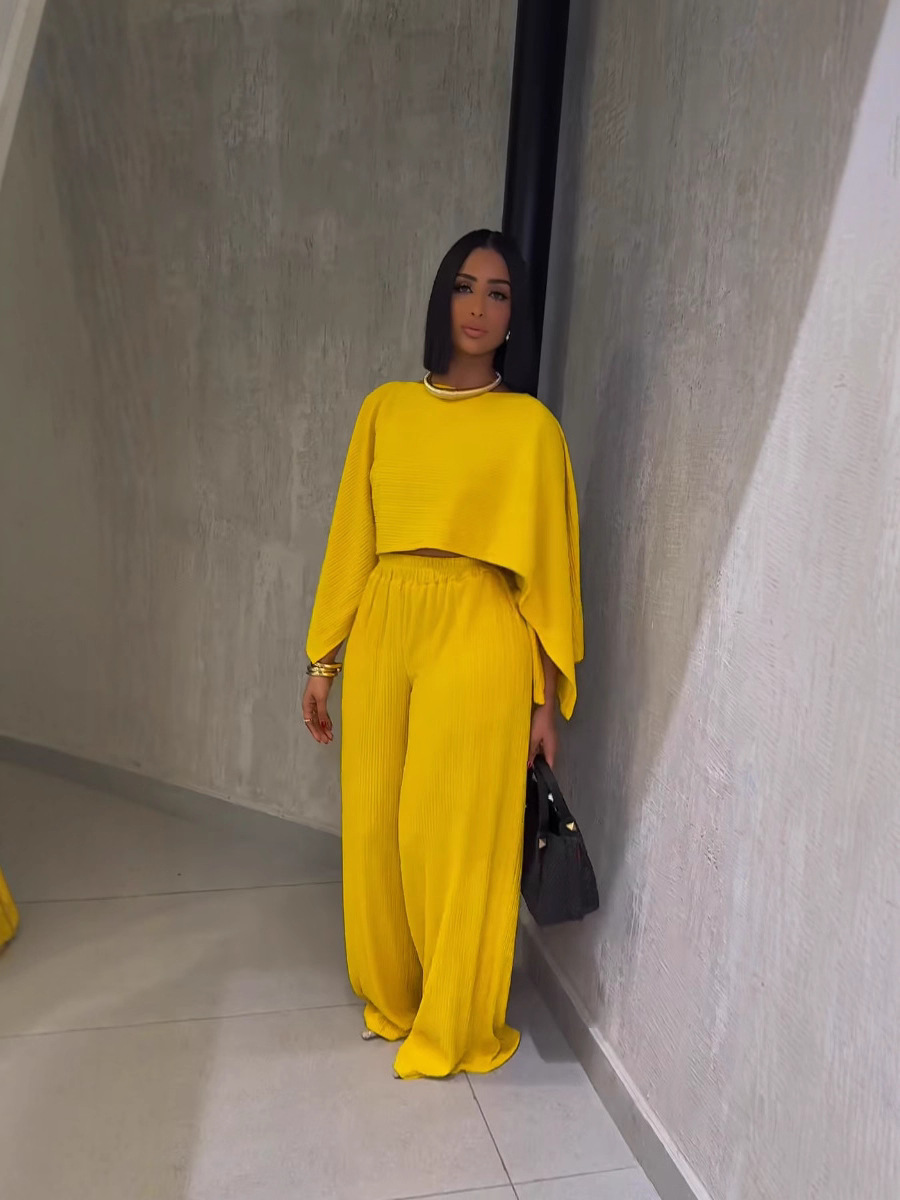 Fashion Women's Autumn/Winter Casual Long-Sleeve Wide-Leg Pants Set