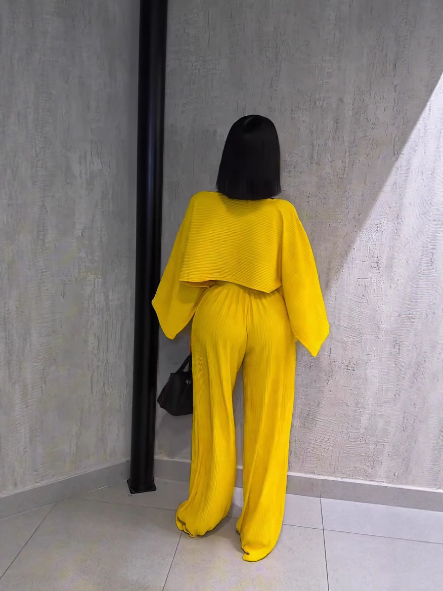 Fashion Women's Autumn/Winter Casual Long-Sleeve Wide-Leg Pants Set