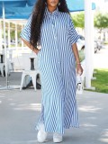 Women's Summer Casual Pocket Shirt Long Dress